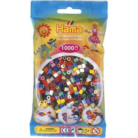 PERLES BASES SACHET 1000 MIX 22 COULEURS - HAMA