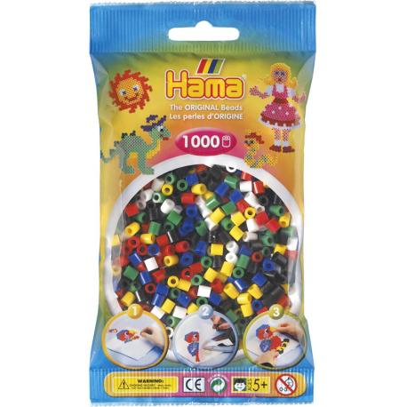 PERLES BASE SACHET 1000 MIX 6 COULEURS - HAMA