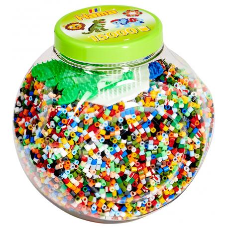 PERLES POT VERT 15000 PERLES + 3 PLAQUES COULEURS - HAMA