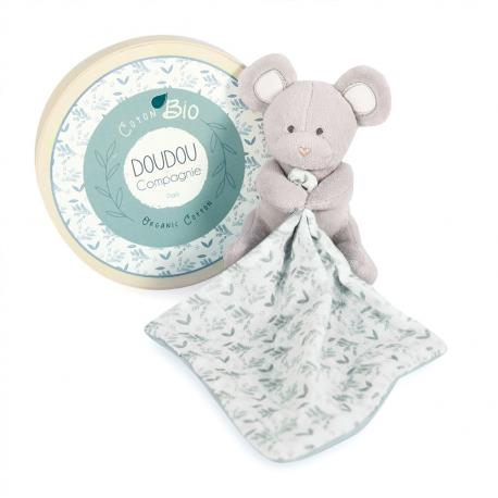 DOUDOU BOTANIC BIO - SOURIS PM AVEC DOUDOU VERT OLIVE - DOUDOU ET COMPAGNIE