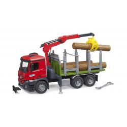 CAMION DE TRANSPORT DE BOIS MB AROCS AVEC GRUE, GRAPPIN ET 3 TRONCS D'ARBRE