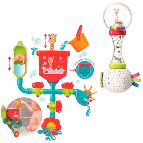 COFFRET TUYAUX EN FOLIE + HOCHET MARACAS - SOPHIE LA GIRAFE