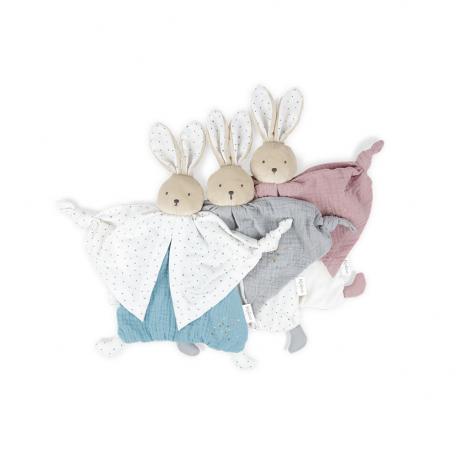 DOUDOU COTON BIO LAPIN BLEU