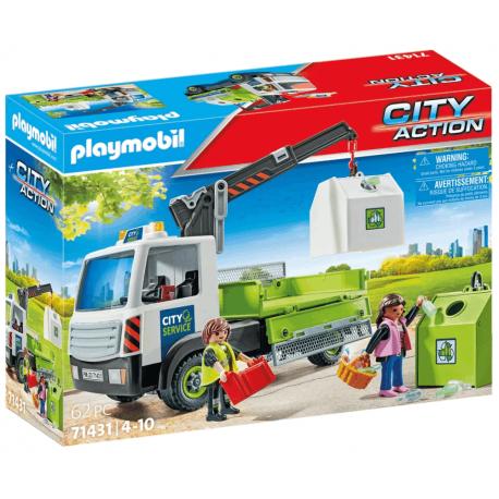 71431 PLAYMOBIL - CAMION-GRUE DE RECYCLAGE DE VERRE