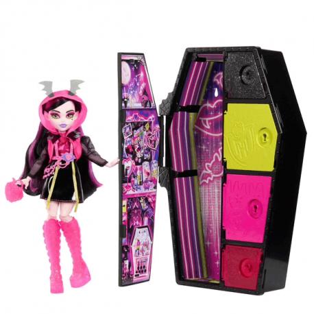 POUPEE DRACULAURA ET SON CASIER SECRET - NEON FRIGHTS - MONSTER HIGH