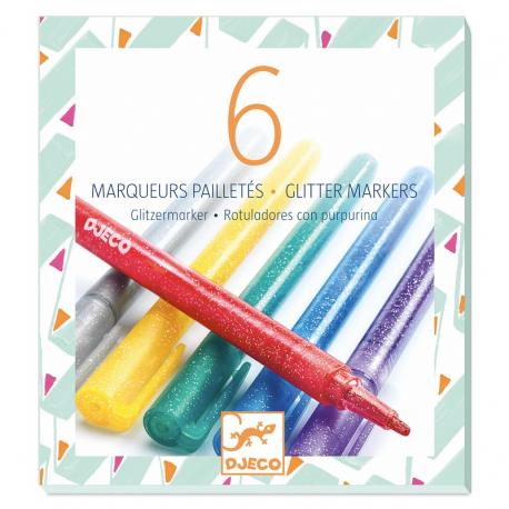 6 MARQUEURS PAILLETTES - CLASSIQUE - DJECO