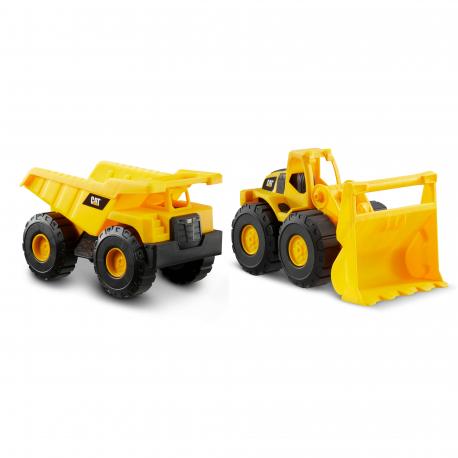 CONSTRUCTION FLEET PACK DE 2 VEHICULES 25CM CAMION BENNE ET CHARGEUR FRONTAL - CATERPILLAR