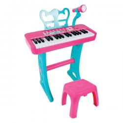 PIANO ELECTRONIQUE ROSE SUR PIED AVEC TABOURET