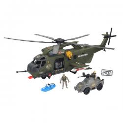 HELICOPTERE MILITAIRE AVEC 2 FIGURINES SOLDAT ET JEEP