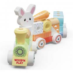 TRAIN D'EVEIL EN BOIS LAPIN 2 WAGONS