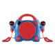 LECTEUR CD PORTABLE + 2 MICROS - BLEU ET ROUGE + STICKERS